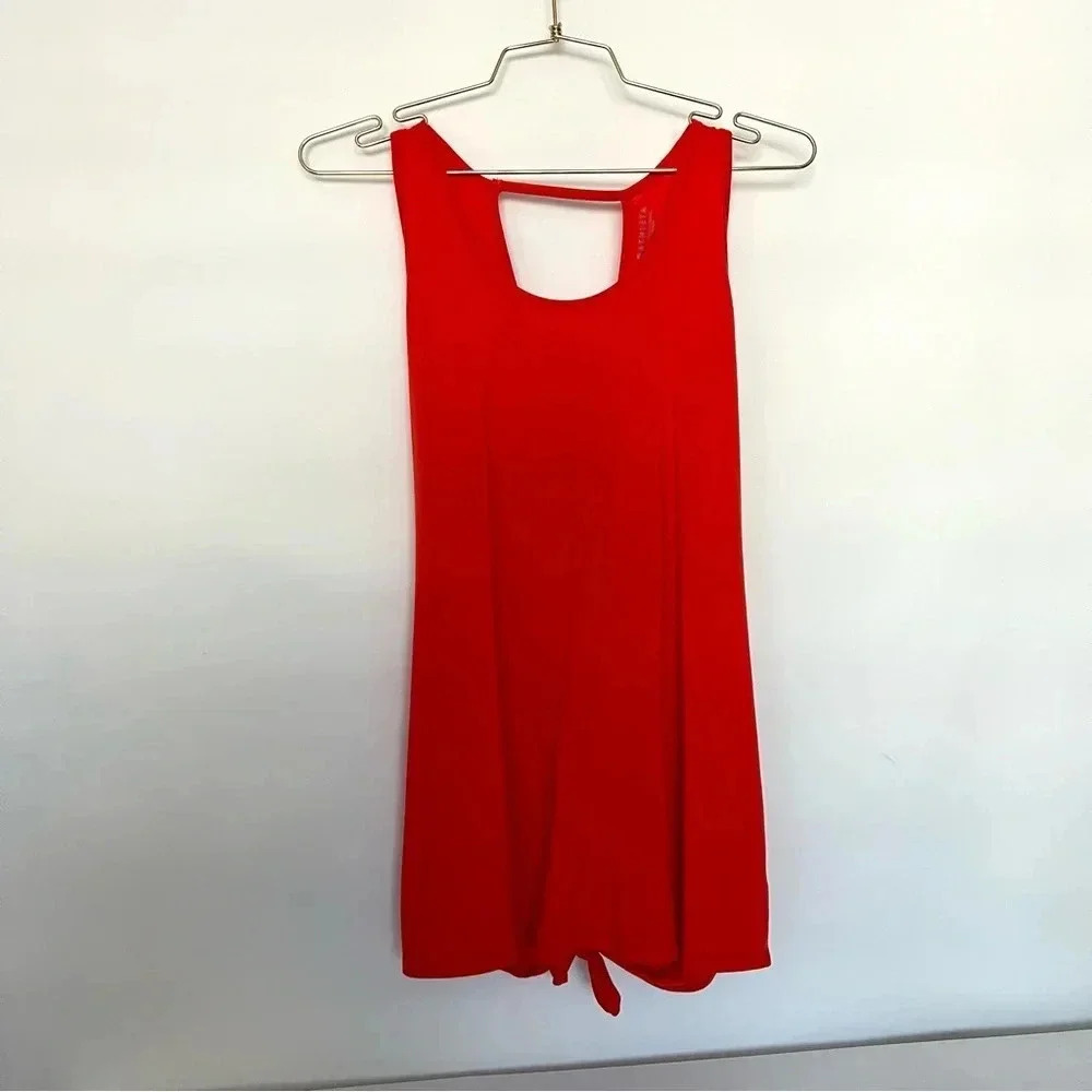 Athleta Essence Tie Open Back Tank Top Size Large Tall Red